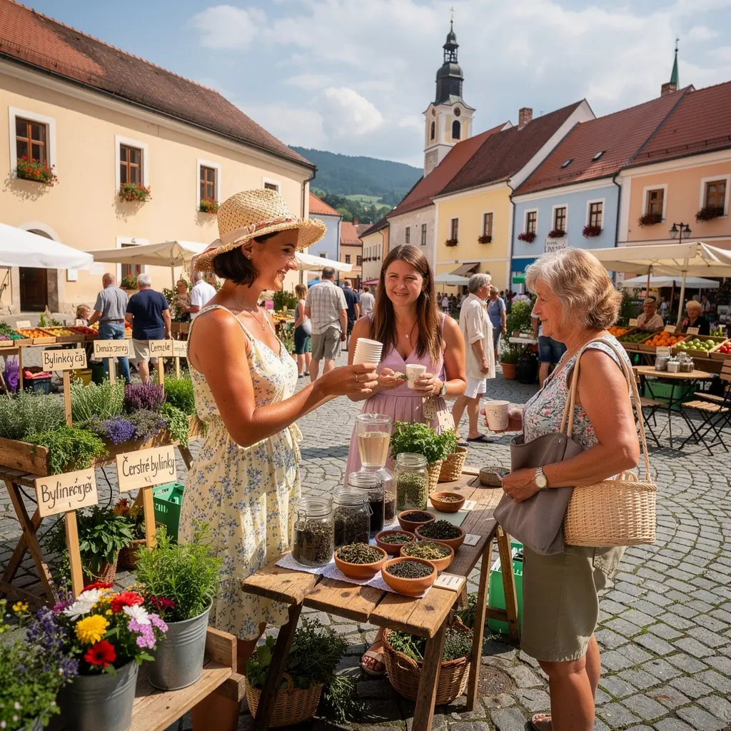 Sviečky a šálky s bylinkovým čajom na stole pri relaxačnej atmosfére