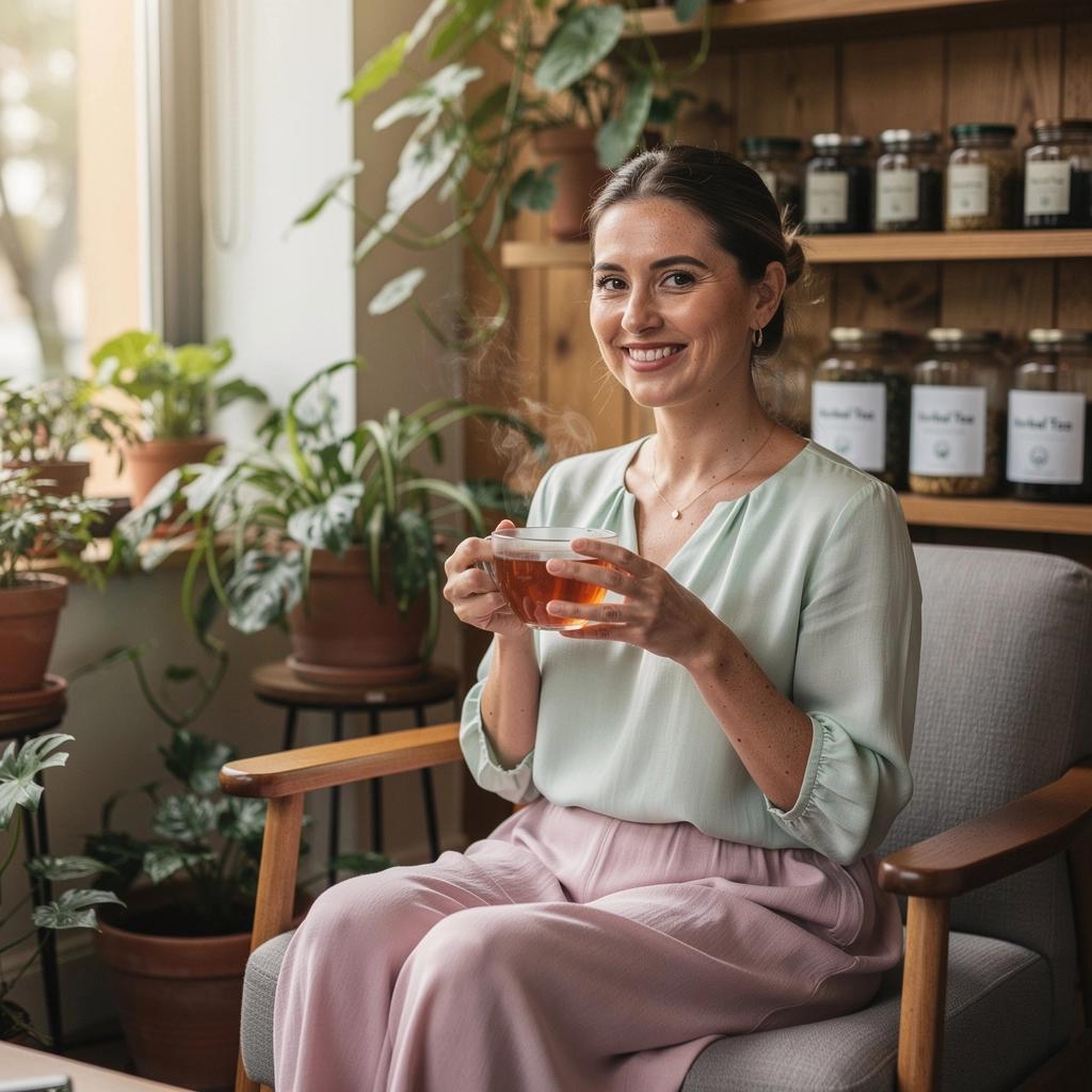 Pohľad na čajovú záhradu s rôznymi bylinami a kvetmi na slnečnom dni